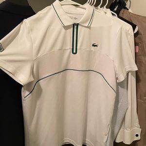 Rare Lacoste Short Sleeve Honeycomb Green Wimbledon Pique Slim Polo Large 5